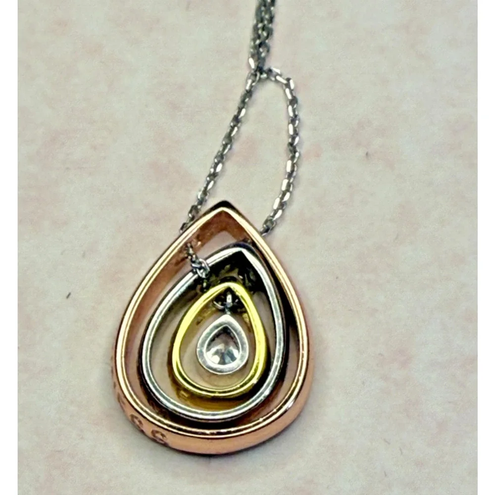 J. Rosee 925 Gold Over Sterling Teardrop Necklace Dream Love Happiness 16 in